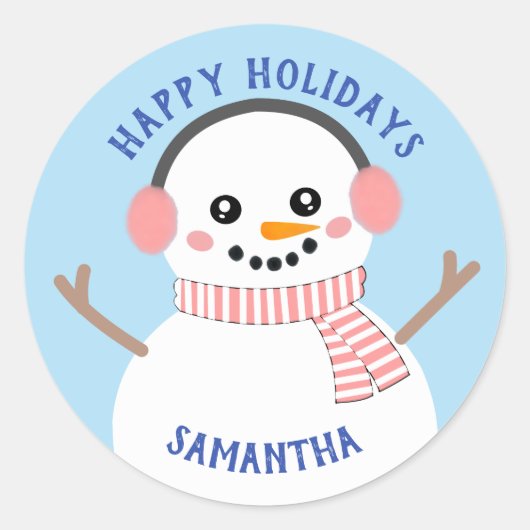 Gelukkig Kerstmis Sneeuwvrouw Stickers (Voorkant)