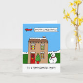 Gelukkig Kerstmis Tante Feestelijk Huis Kaart (Gele Bloem)