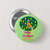 Gelukkig kerstpartridge in perenboom ronde button 5,7 cm (Voorkant /achterkant)