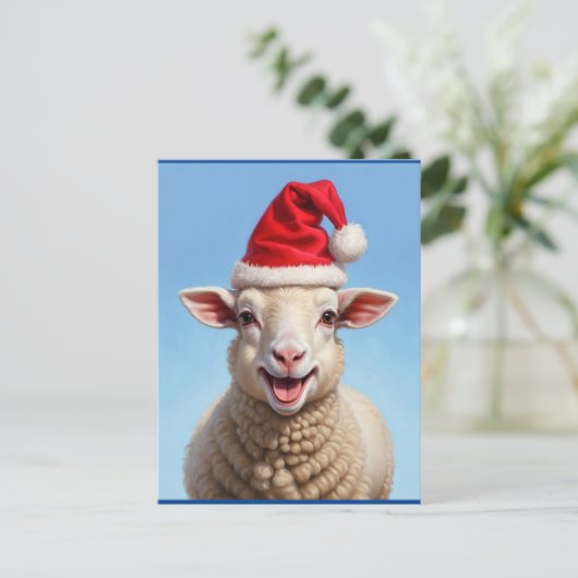 Gelukkig kerstschaap briefkaart (Staand voorkant)