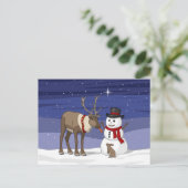 Gelukkig kerstsnowman en Briefkaart voor rendieren (Staand voorkant)