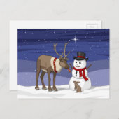 Gelukkig kerstsnowman en Briefkaart voor rendieren (Voorkant / Achterkant)