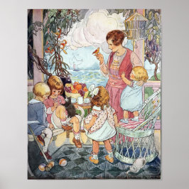 Gelukkig kinderkamer tafereel poster
