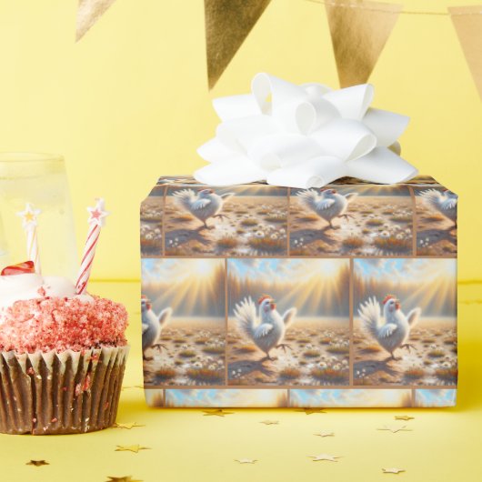 Gelukkig kip dansen in vuil cadeaupapier (Verjaardagsfeest)