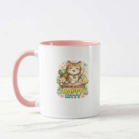 Gelukkig Kitty Cute Bloem Coffee Mug Mok (Links)