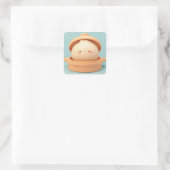 Gelukkig klei gestoomd deegbal in stoommand vierkante sticker (Tas)