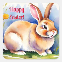 Gelukkig klein konijn 2, Pasen Vierkante Sticker