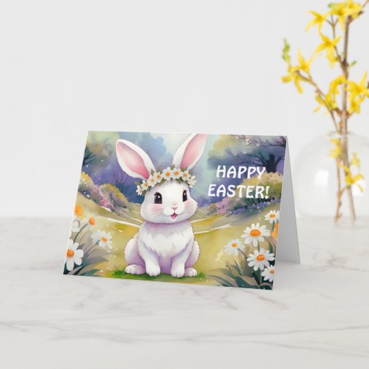 Gelukkig klein konijntje 2, Pasen Kaart (Gele Bloem)
