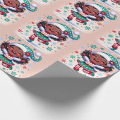 Gelukkig klein zwart meisje kerst elf cadeaupapier (Hoek)