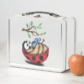 Gelukkig Kleine Ladybug met Telefoon - Cartoon Tek (In situ)