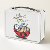 Gelukkig Kleine Ladybug met Telefoon - Cartoon Tek (Achterkant)