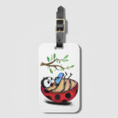Gelukkig Kleine Ladybug met Telefoon - Cartoon Tek Bagagelabel (Voorkant (verticaal))