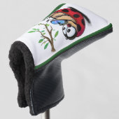 Gelukkig Kleine Ladybug met Telefoon - Cartoon Tek Golfheadcover (3/4 voorkant)