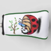 Gelukkig Kleine Ladybug met Telefoon - Cartoon Tek Golfheadcover (Voorkant)