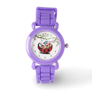 Gelukkig Kleine Ladybug met Telefoon - Cartoon Tek Horloge