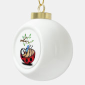 Gelukkig Kleine Ladybug met Telefoon - Cartoon Tek Keramische Bal Ornament (Rechts)