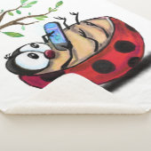 Gelukkig Kleine Ladybug met Telefoon - Cartoon Tek Sherpa Deken (3/4)