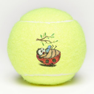 Gelukkig Kleine Ladybug met Telefoon - Cartoon Tek Tennisballen