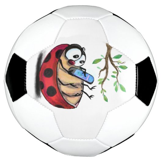 Gelukkig Kleine Ladybug met Telefoon - Cartoon Tek Voetbal (Gedraaid)