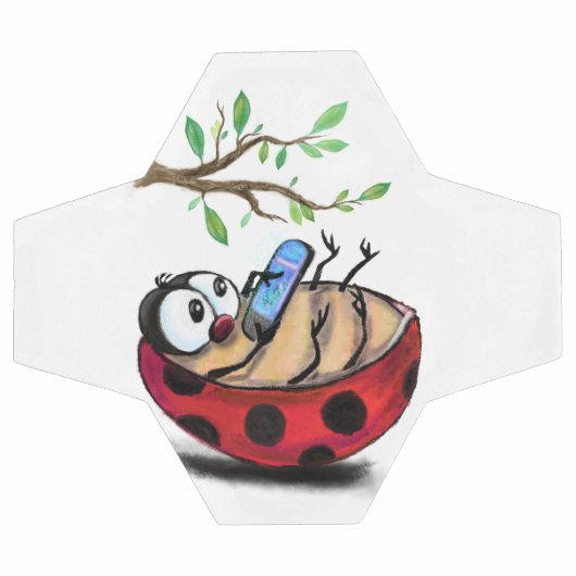 Gelukkig Kleine Ladybug met Telefoon - Cartoon Tek Voetbal (Enkel)