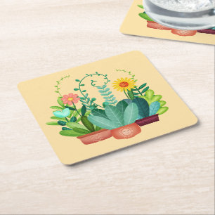 Gelukkig Kleine Tuin Kartonnen Onderzetters