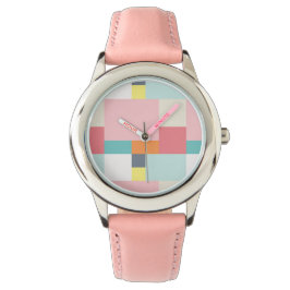 gelukkig kleurenpatroon - roze, troebel, oranje, horloge