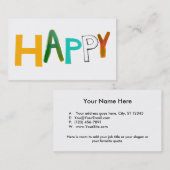 Gelukkig kleurrijk woordontwerp met unieke lettert visitekaartje (Voorkant / Achterkant)