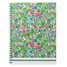 Gelukkig kleurrijk zomerpatroon botanische kunst notitieboek