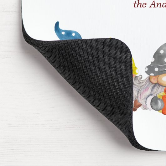 Gelukkig kleurrijke gnomen elegant script mousepad muismat (Hoek)