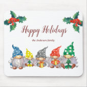 Gelukkig kleurrijke gnomen elegant script mousepad muismat (Voorkant)