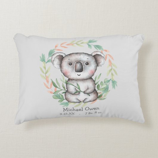 Gelukkig Koala Beer Blad Krans Accent Kussen (Voorkant)