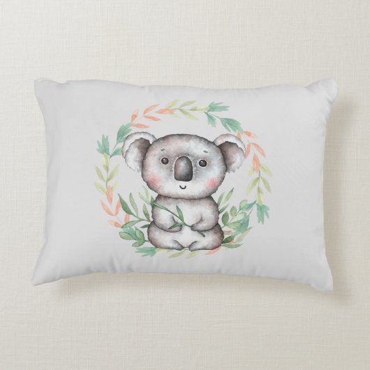 Gelukkig Koala Beer Blad Krans Accent Kussen (Achterkant)