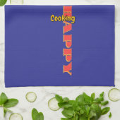 Gelukkig Koken Blauw Theedoek (Gevouwen)