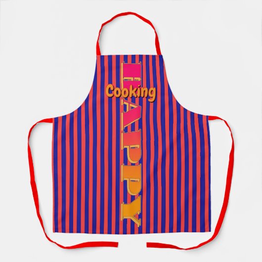 Gelukkig Koken Rood Blauw Streep Schort (Voorkant)