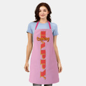 Gelukkig Koken Roze Schort (Gedragen)