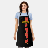 Gelukkig Koken Zwarte Chef Schort (Gedragen)