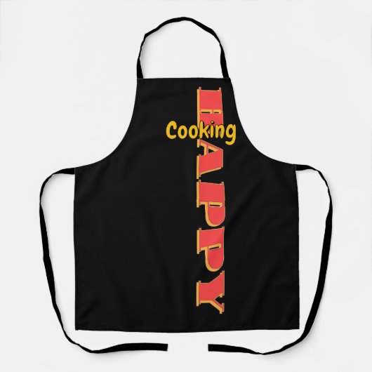 Gelukkig Koken Zwarte Chef Schort (Voorkant)