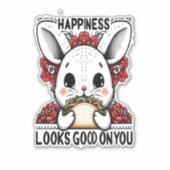 Gelukkig konijn geluk ziet er goed uit op je sticker (Voorkant)