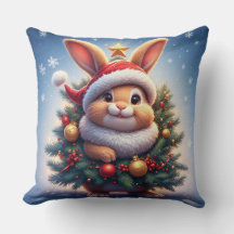 Gelukkig konijn in kerstmuts 