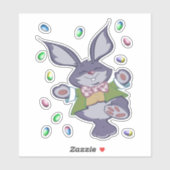 Gelukkig konijn met eieren sticker (Vel)