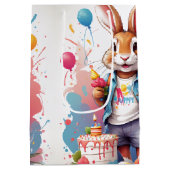Gelukkig konijn met taart | Cadeauzak Medium Cadeauzakje (Achterkant)