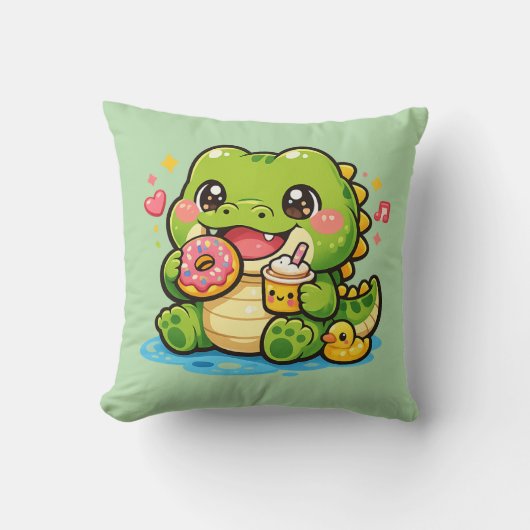 Gelukkig Krokodil Kawaii Kussen Kussen (Voorkant)