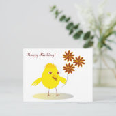 Gelukkig kuiken met bloemen briefkaart (Staand voorkant)