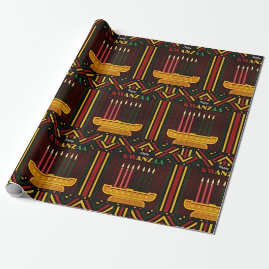 Gelukkig Kwanzaa PopArt Cadeaupapier (Uitgerold)
