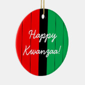 Gelukkig Kwanzaa rood zwart groen gestreept patroo Keramisch Ornament (Rechts)