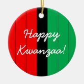 Gelukkig Kwanzaa rood zwart groen gestreept patroo Keramisch Ornament (Voorkant)