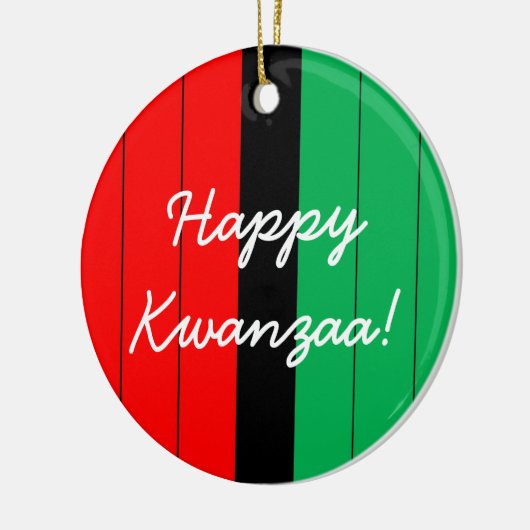 Gelukkig Kwanzaa rood zwart groen gestreept patroo Keramisch Ornament (Links)