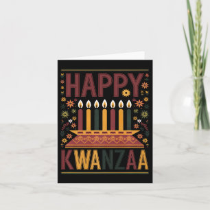 Gelukkig Kwanzaa-vieringskinara-kaarsen en bloem Kaart