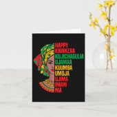 Gelukkig Kwanzaa Zeven Principes Afrikaanse Hoofdd Kaart (Gele Bloem)