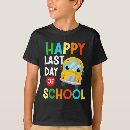 Gelukkig laatste dag schoolbus-lerarenstudie t-shirt (Voorkant)